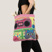 マイルームレトロキャット絵を描のレトロフォークアート トートバッグ (クローズアップ)