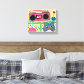 マイルーム80年代キャットおもしろいフォークアートデザイン キャンバスプリント (インサイチュ (寝室))