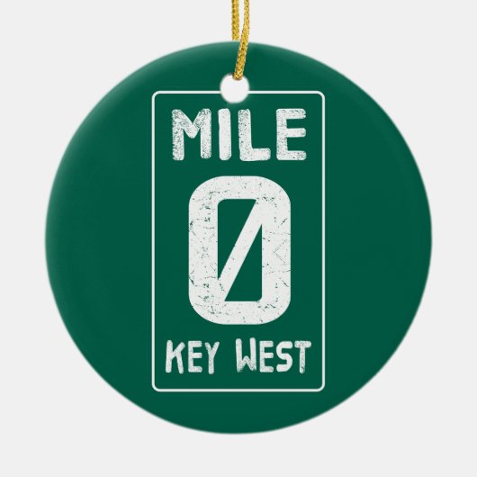 マイル0鍵ウェストフロリダヴィンテージロードサイン セラミックオーナメント (正面)