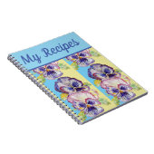 マイレシピブックパンジーパープルフラワーウォーターカラーアート ノートブック (右側)