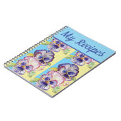 マイレシピブックパンジーパープルフラワーウォーターカラーアート ノートブック (左側)