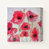 マイレシピブックポピーレッドフラワーウォーターカラーアート ノートブック (裏面)