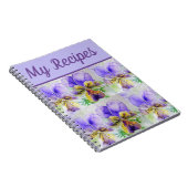 マイレシピブックヴィオラパープルフラワーウォーターカラーアート ノートブック (右側)