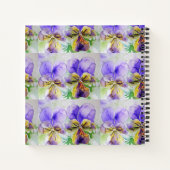 マイレシピブックヴィオラパープルフラワーウォーターカラーアート ノートブック (裏面)