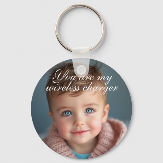マイワイヤレス充電器と子の写真 キーホルダー (正面)