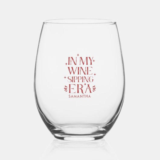 マイワインシッッピングエラレッドタイポグラフィ ステムなしワイングラス (正面)