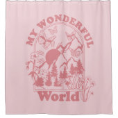 マイワンダフルワールドレトロ花 シャワーカーテン (正面)