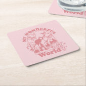 マイワンダフルワールドレトロ花 スクエアペーパーコースター (アングル)