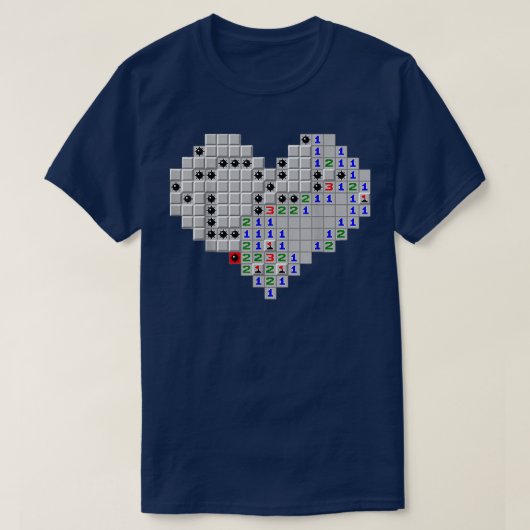 マインスイーパーハートバレンタインデー Tシャツ (デザイン正面)