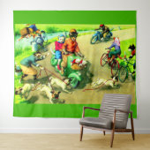 マインツァーのバイクや自転車に乗る猫たち タペストリー (インサイチュ(横))