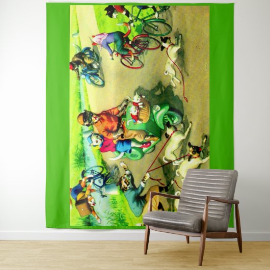 マインツァーのバイクや自転車に乗る猫たち タペストリー (インサイチュ)