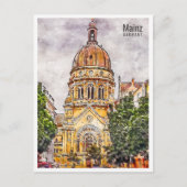 マインツドイツトラベルプレイスウォーターカラー ポストカード (正面)