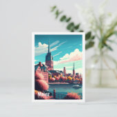 マインツドイツヴィンテージトラベルプレイスイラストレーション ポストカード (スタンド正面)