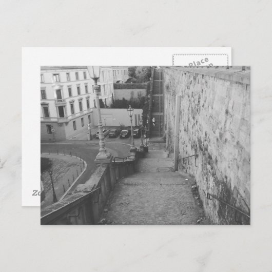 マインツドイツ黒白の階段 ポストカード (正面/裏面)