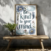 マインドに優しく 花と羽のアート ポスター