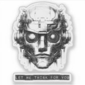 マインドコントロール サイバーパンク ロボット ブラックプリント シール (正面)