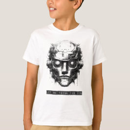 マインドコントロール サイバーパンク ロボット ブラックプリント ボーイズ Tシャツ