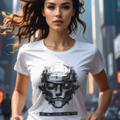 マインドコントロール サイバーパンク ロボット ブラックプリント Tシャツ