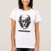 マインドコントロール サイバーパンク ロボット ブラックプリント Tシャツ (正面)