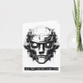マインドコントロール サイバー パンク ロボット 黒色プリント カード (正面)