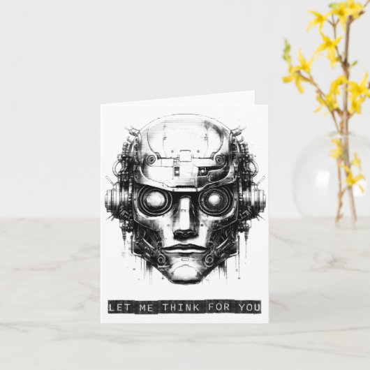 マインドコントロール サイバー パンク ロボット 黒色プリント カード (黄色い花)