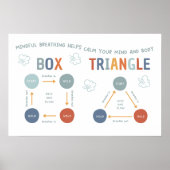 マインドフルな呼吸ボックスと三角形の呼吸ポスター ポスター (正面)