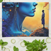 マインドフルな宇宙旅行 キッチンタオル (折り畳み)