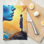 マインドフルな宇宙旅行 キッチンタオル (四つ折り)