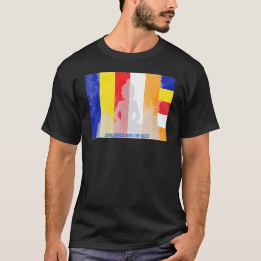マインドフルスブッダ仏教国旗スピリチュアルヨガミー Tシャツ (正面)