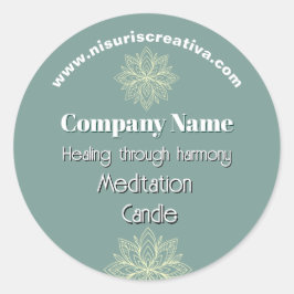 マインドフルネスウェルネスコンサルタントZen Lotusティール(緑がかった色) ラウンドシール