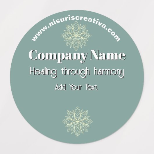 マインドフルネスウェルネスコンサルタントZen Lotusティール（緑がかった色） ラベル (デザイン1)