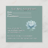 マインドフルネスウェルネスコンサルタントZen Lotusティール（緑がかった色） 予約カード (裏面)