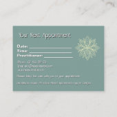 マインドフルネスウェルネスコンサルタントZen Lotusティール(緑がかった色) 予約カード (裏面)