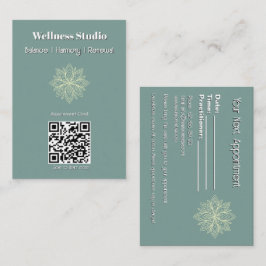 マインドフルネスウェルネスコンサルタントZen Lotusティール(緑がかった色) 予約カード