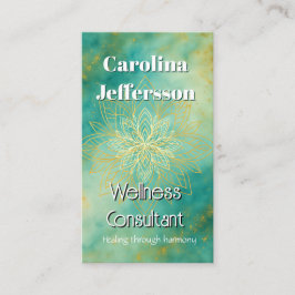 マインドフルネスウェルネスコンサルタントZen Lotusティール(緑がかった色) 名刺