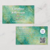 マインドフルネスウェルネスコンサルタントZen Lotusティール（緑がかった色） 名刺 (正面/裏面)