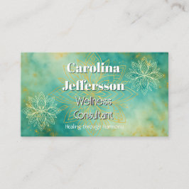 マインドフルネスウェルネスコンサルタントZen Lotusティール(緑がかった色) 名刺