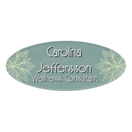 マインドフルネスウェルネスコンサルタントZen Lotusティール(緑がかった色) 名札