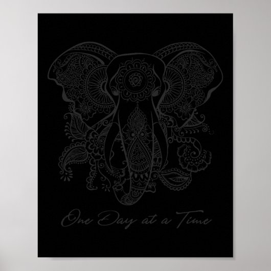 マインドフルネス 曼荼羅 ゾウ ヨガTシャツ ワンデイ ポスター (正面)