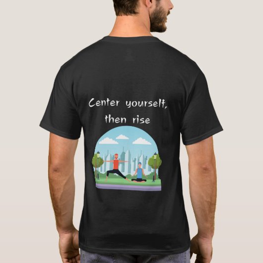 マインドフル戦士ヨガブラック Tシャツ (裏面)