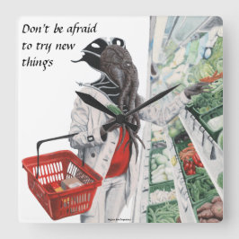 マインドフローヤグロッサリーショッピングファンタジーアートクロック スクエア壁時計