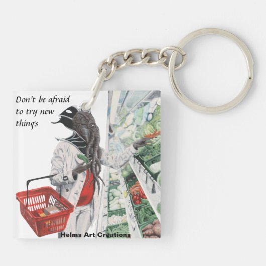 マインドフローヤーグロッサリーショッピングアートアクリルキーチェーン キーホルダー (裏面)