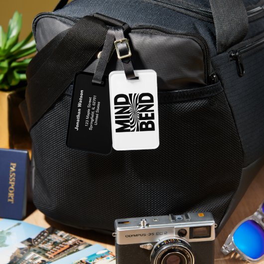 マインドベンド光はっきりした錯覚白黒 ラゲッジタグ (正面&裏面)