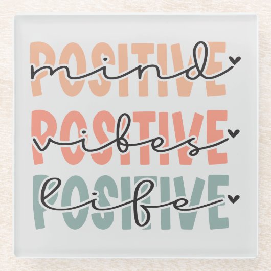 マインド前向きビーズライフ感動的引用文 ガラスコースター (正面)