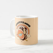 マインド前向き引用文ボホバタフライレインボーレトロ コーヒーマグカップ (正面左)