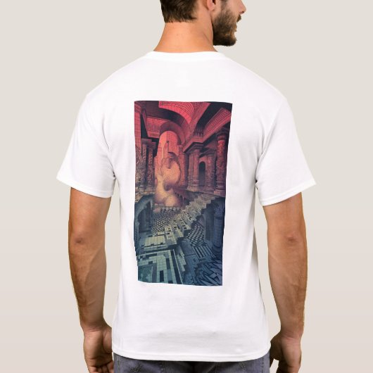 マインド曲げ幾何学的パズルTシャツ Tシャツ (裏面)