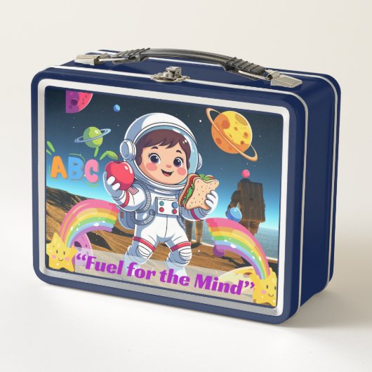 マインド用燃料感動的引用文宇宙デザイン メタルランチボックス (正面)