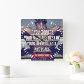 マインド – ボディビルトレーニング やる気を起こさせる スクエア壁時計 (ホーム)