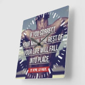 マインド – ボディビルトレーニング やる気を起こさせる スクエア壁時計 (傾斜)