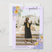 マイヴのシックな野生のフローラ水のカラーフォトの卒業 招待状 (正面)